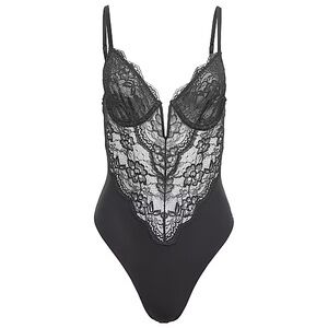Fleur du Mal Black Lace Plunge Bodysuit